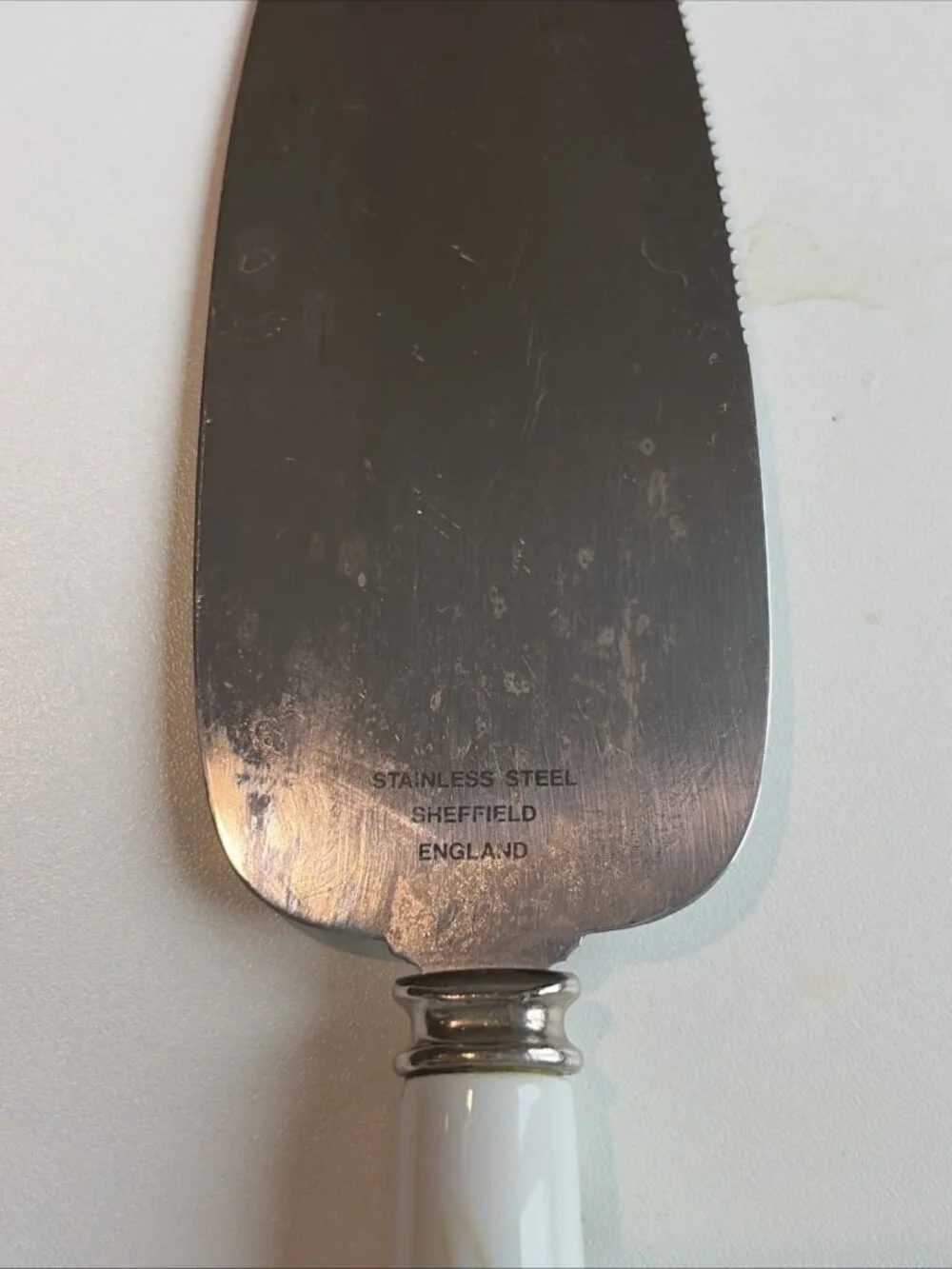 Prill Sheffield Cake Pie Server Porcelain Handle Holly Berries Stainless Steel